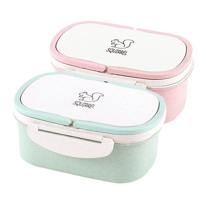 2-Layer Wheat Straw Lunch Box – Portable Bento Box