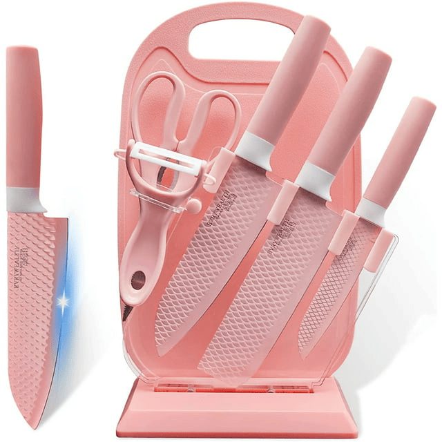 Pink Chef Knife Set – Non-Stick & Stainless Steel