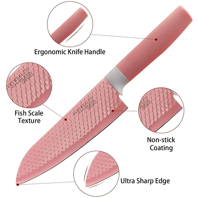 Pink Chef Knife Set – Non-Stick & Stainless Steel