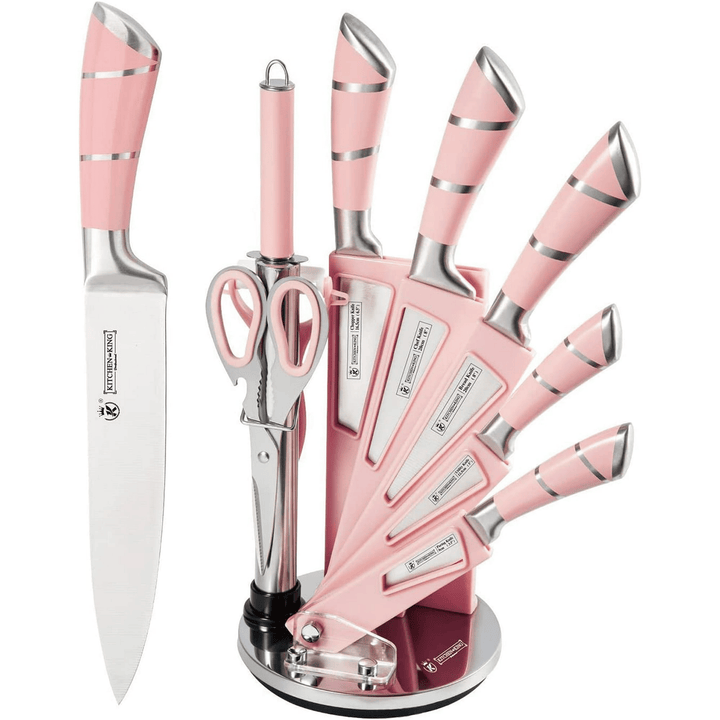 Pink Knife Set – 9-Piece Non-Stick Kitchen Knives