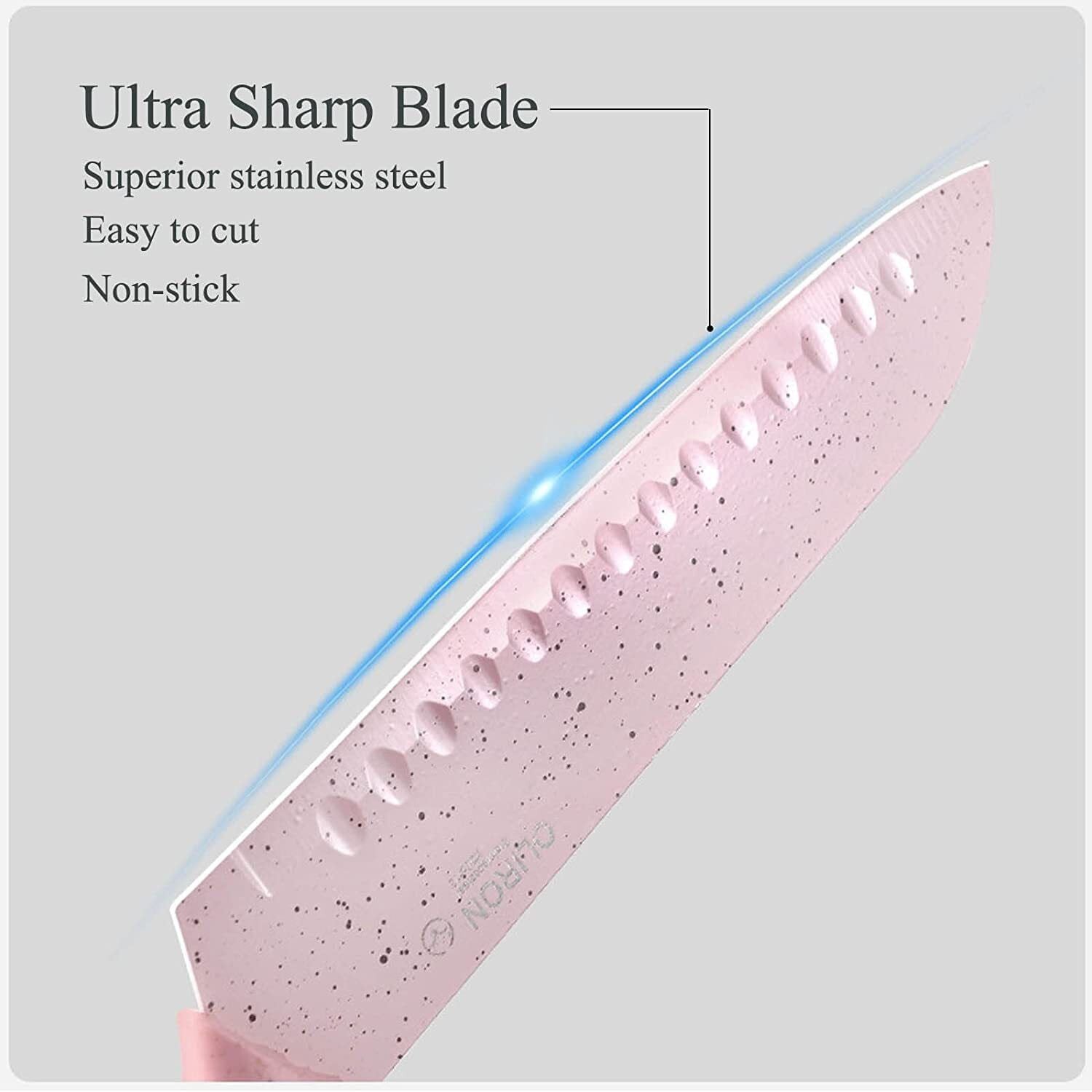 Pink 7-Piece Knife Set – Wheat Straw & Stainless Steel