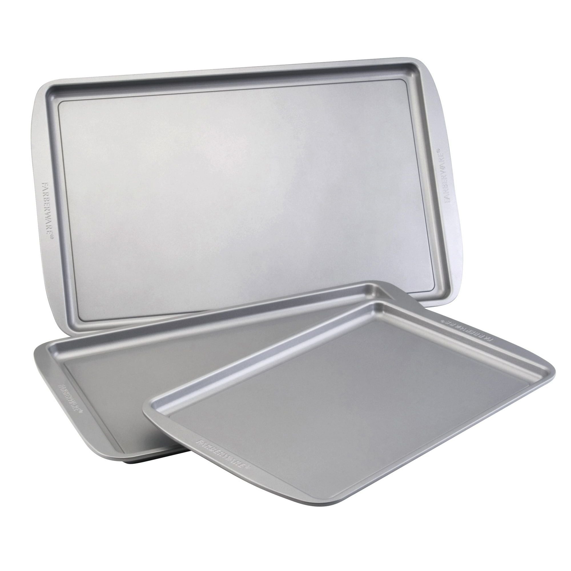 3-Piece Cookie Pan Set – Nonstick Gray Bakeware
