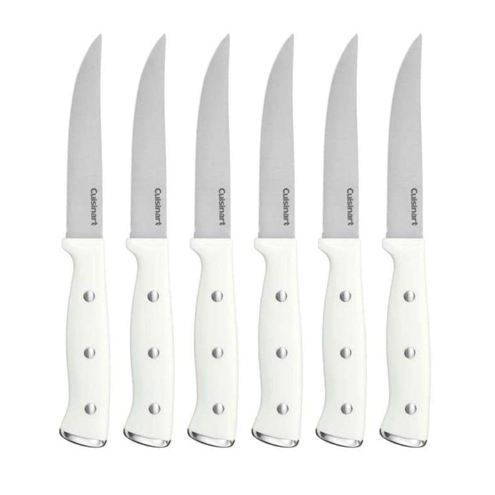 Cuisinart Steak Knife Set – 6-Piece White Triple Rivet