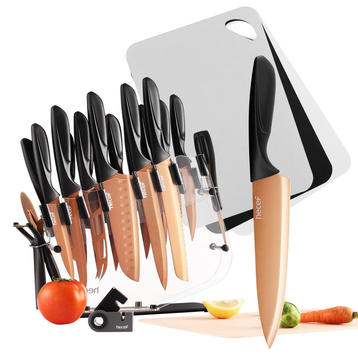 Hecef 25-Piece Knife Set – Titanium Plated & Anti-Rust