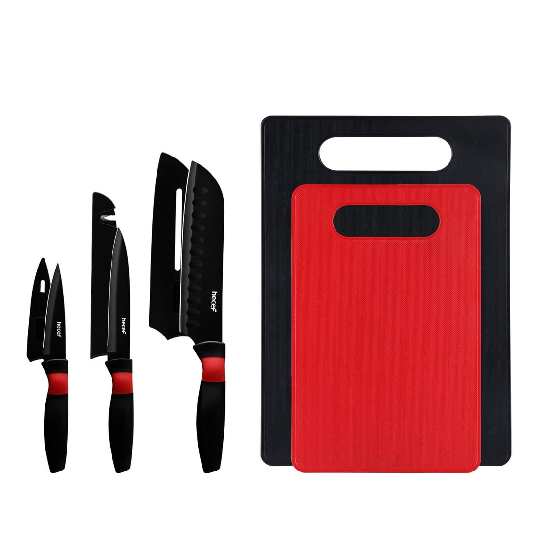 Hecef 8-Piece Knife Set – Massage Handle & Cutting Boards