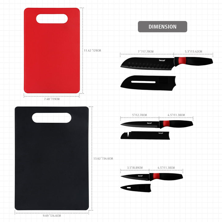 Hecef 8-Piece Knife Set – Massage Handle & Cutting Boards