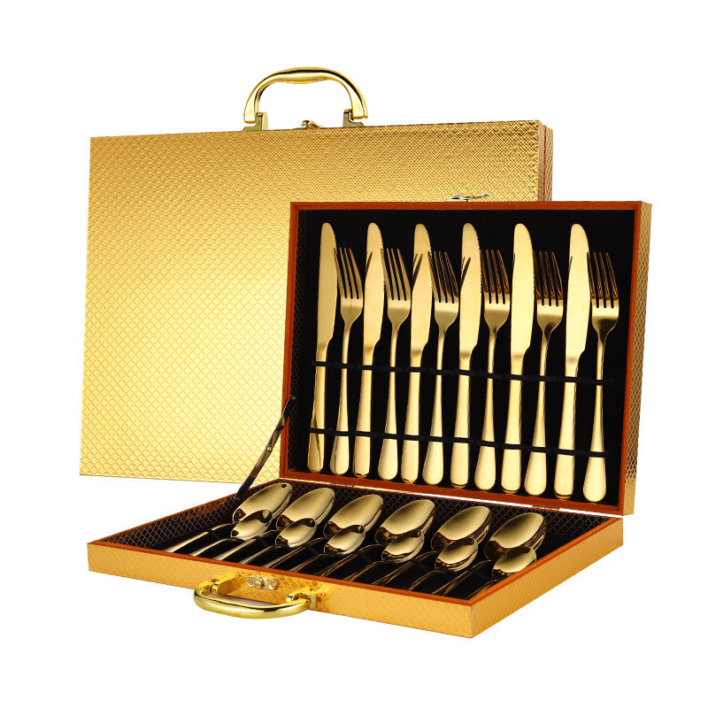 24-Piece Stainless Steel Tableware Set - One-Piece Molded Knife Fork Spoon Collection