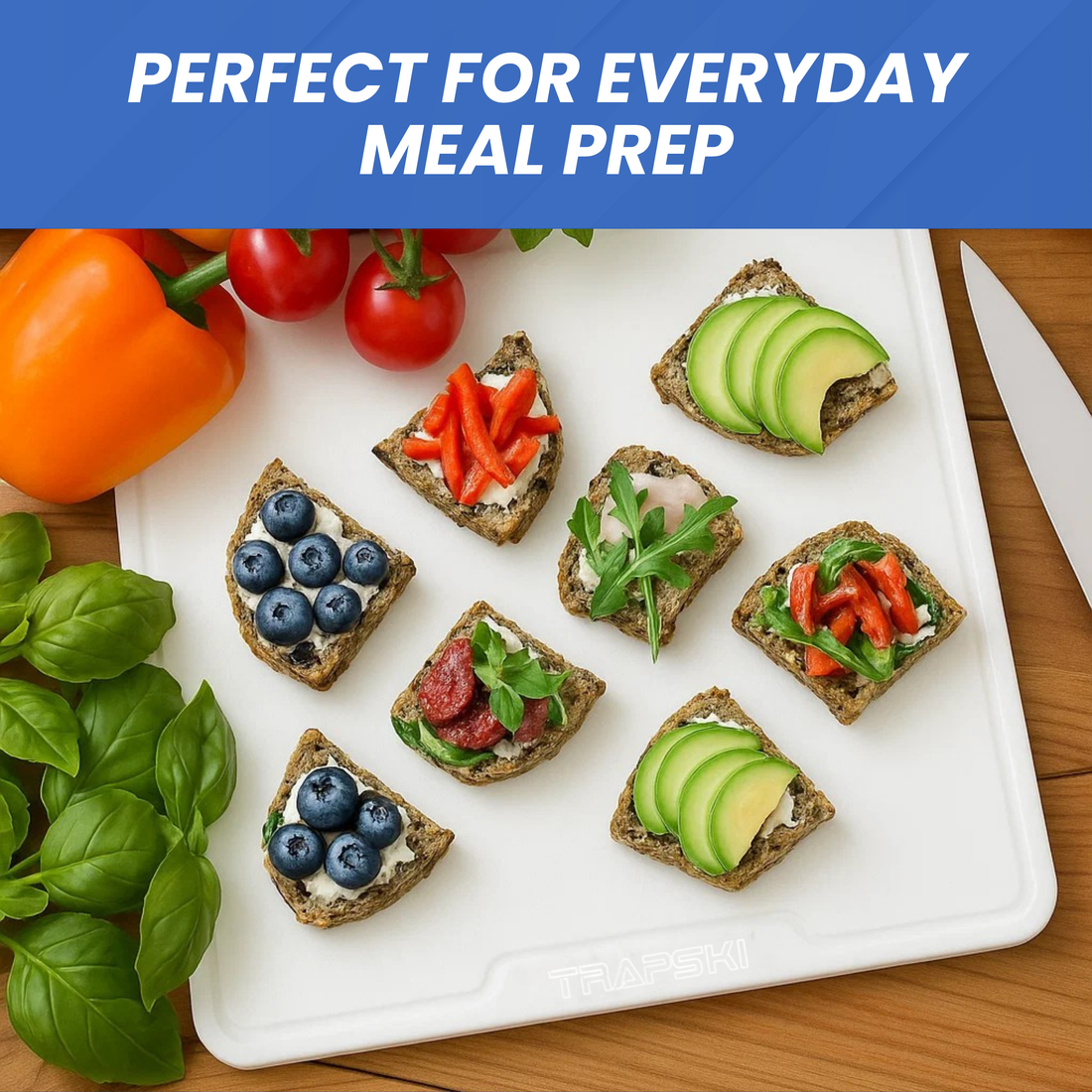 TRAPSKI 3/8 Inch Thick HDPE Cutting Boards | Food-Grade | Juice Grooves