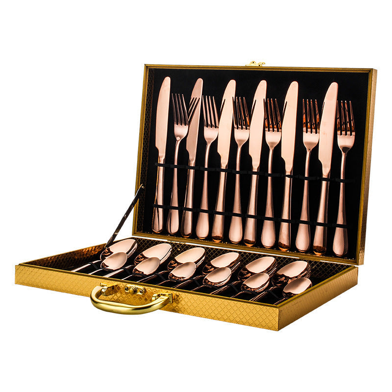 24-Piece Stainless Steel Tableware Set - One-Piece Molded Knife Fork Spoon Collection