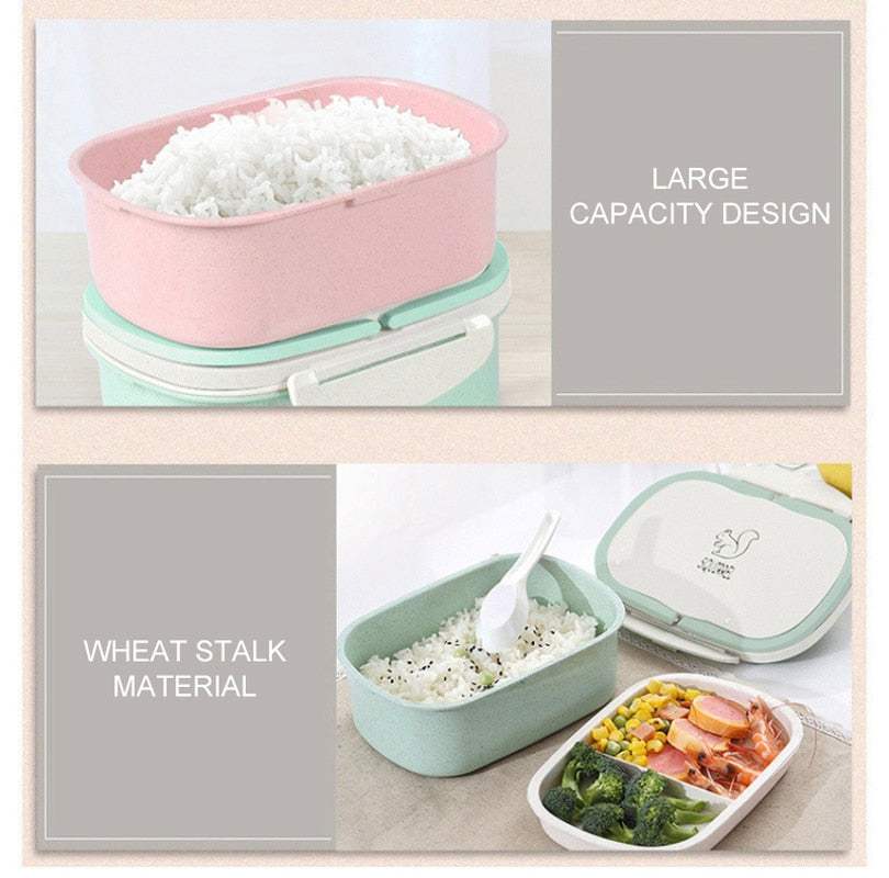 2-Layer Wheat Straw Lunch Box – Portable Bento Box