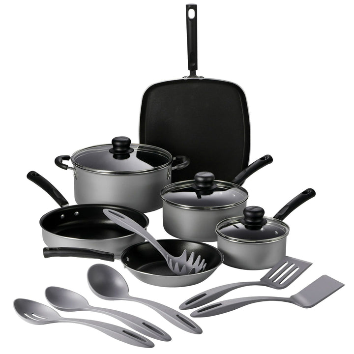 15-Piece Cookware Set – Silver Nonstick Aluminum