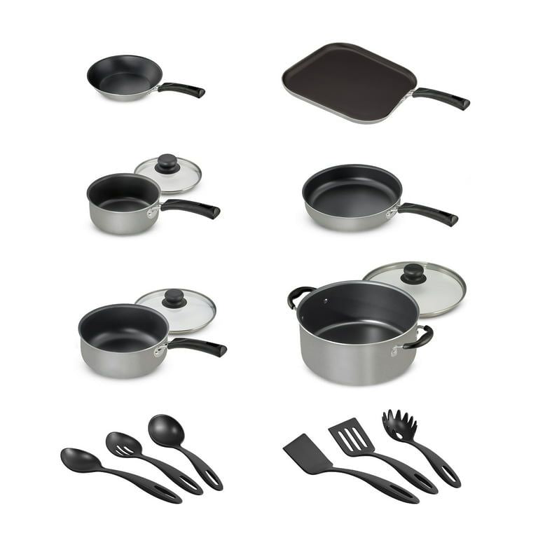 15-Piece Cookware Set – Silver Nonstick Aluminum