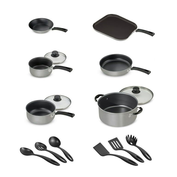 15-Piece Cookware Set – Silver Nonstick Aluminum