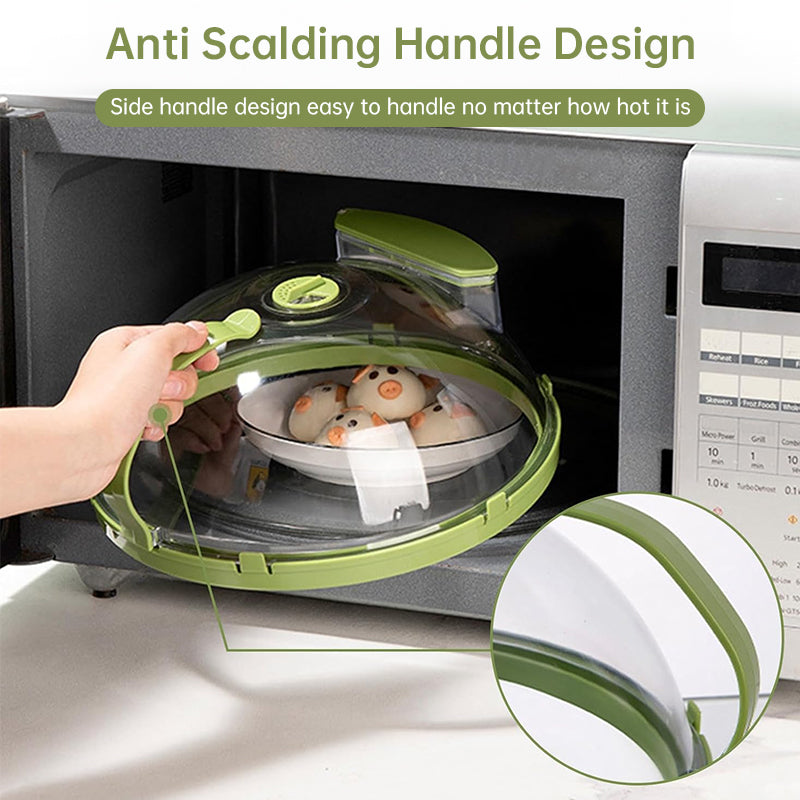 10-Inch Microwave Food Cover – Clear with Steamer & Handle