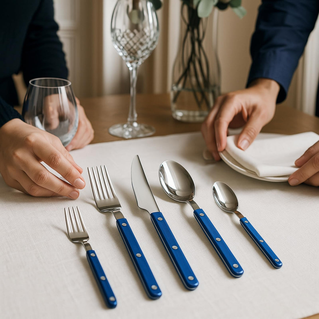 Khen Blue Cutlery Set of 20 –18/8 Stainless Steel Flatware