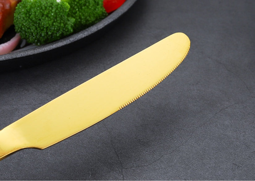 24-Piece Stainless Steel Tableware Set - One-Piece Molded Knife Fork Spoon Collection