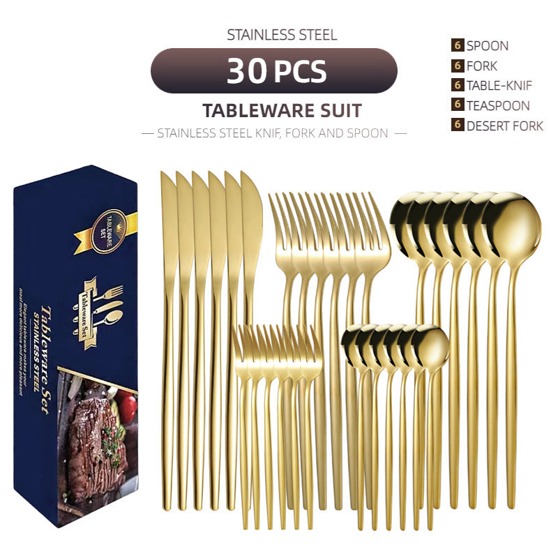 Stainless Steel Knife And Forks 30-piece Tableware Set Suit