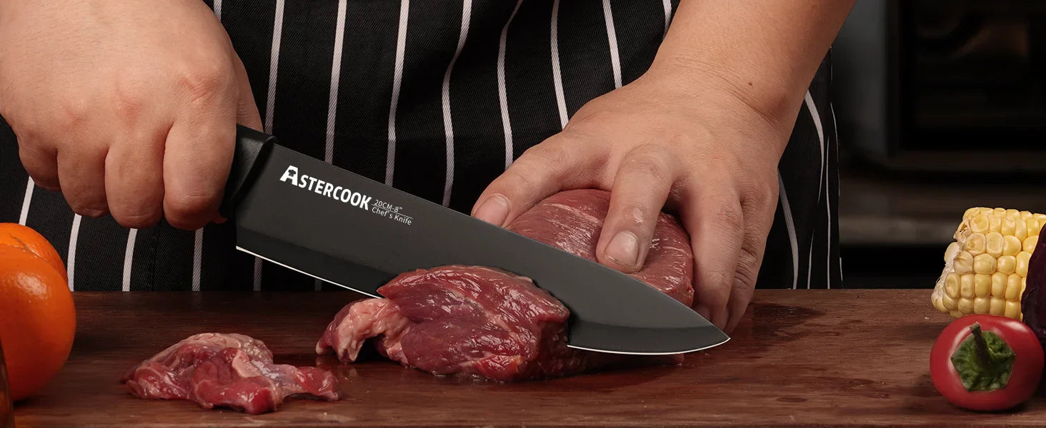 15-Piece German Stainless Steel Knife Set – Block & Built-in Sharpener