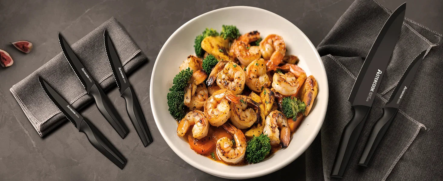 15-Piece German Stainless Steel Knife Set – Block & Built-in Sharpener