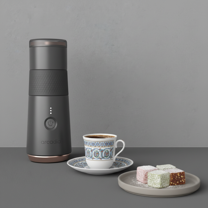 Arcadia Go Rechargeable Portable Turkish Coffee Maker, Black