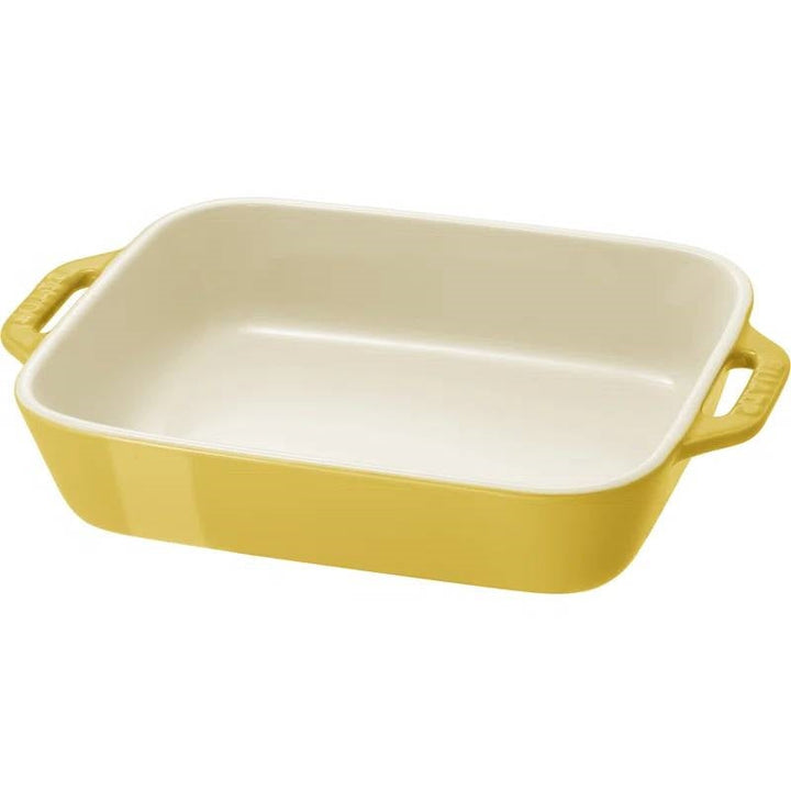 2 Piece Ceramic Stoneware Bakeware Casserole Baking Dish Set in Yellow / Ivory