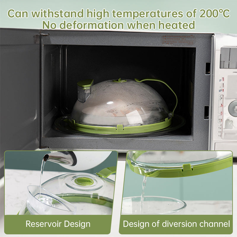 10-Inch Microwave Food Cover – Clear with Steamer & Handle