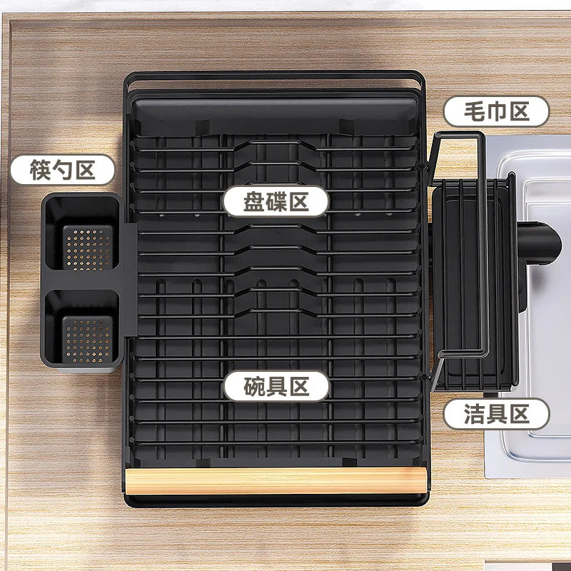 DecorBites™ Kitchen Sink Organizer Dish Drying Rack for Tableware Storage & Sponge Holder