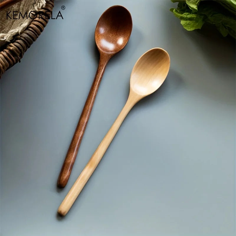 DecorBites™ 4-Piece Wooden Spoon Set - Korean Style Natural Wood Soup Tableware