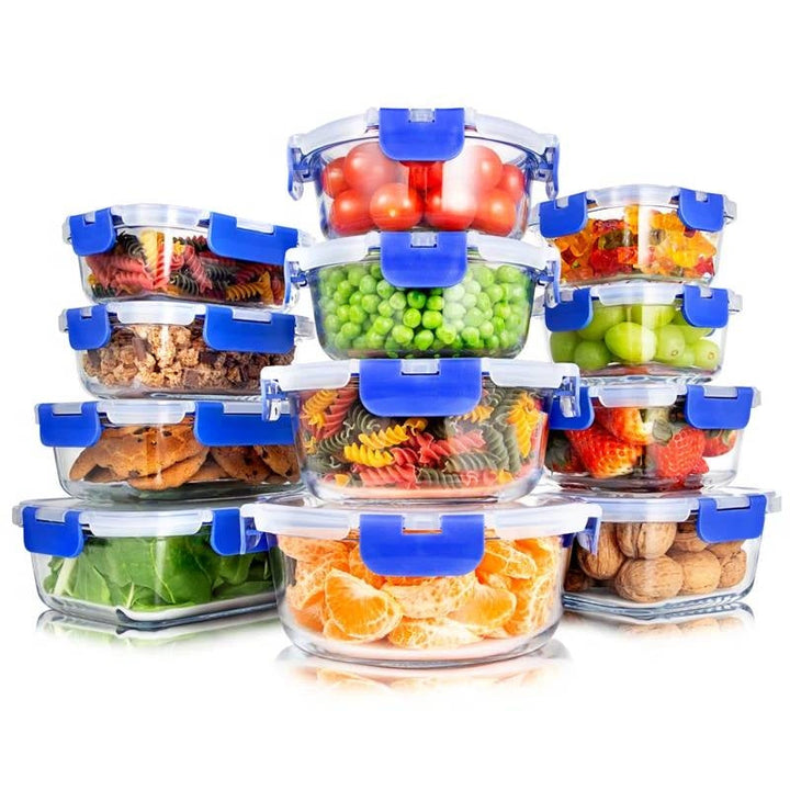 24-Piece Glass Food Storage Set – Snap Lock Lids