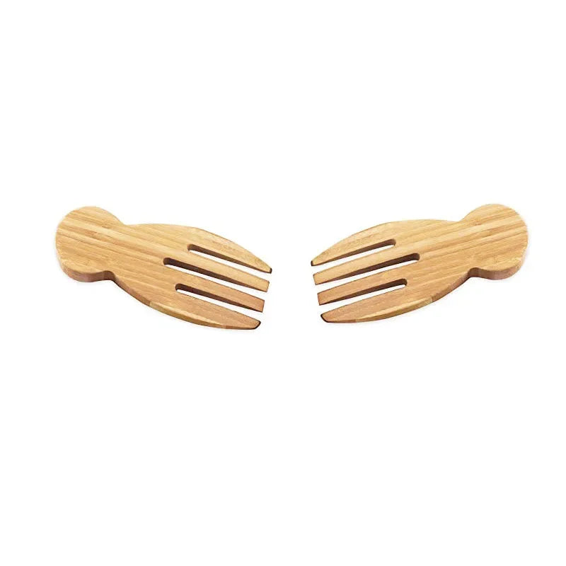 DecorBites™ Bamboo Salad Hands and Spoon Set for Kitchen Gadget Use