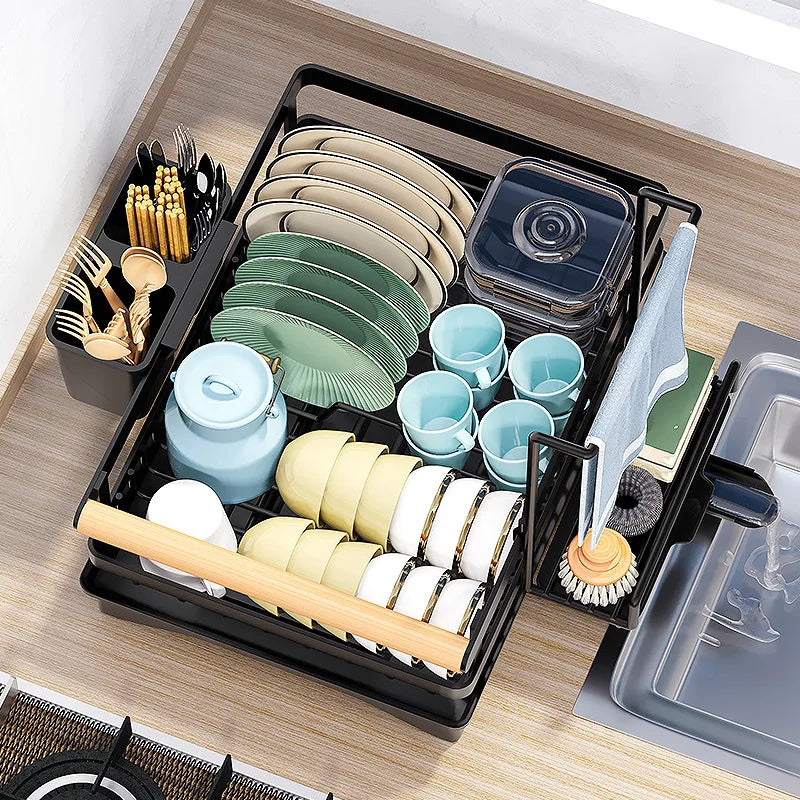 DecorBites™ Kitchen Sink Organizer Dish Drying Rack for Tableware Storage & Sponge Holder