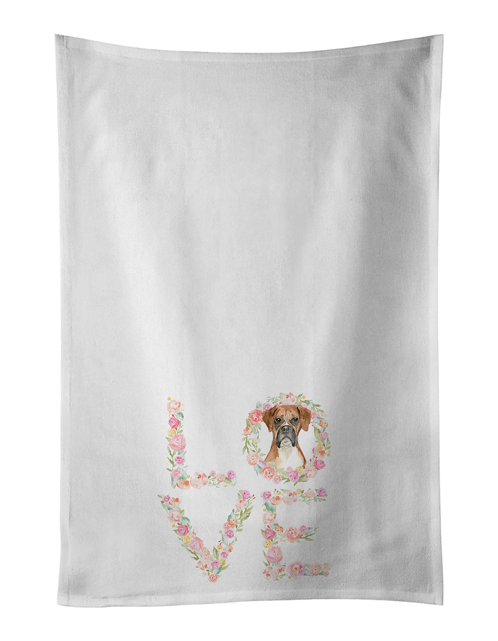 Boxer Love White Kitchen Towel Set of 2 Dish Towels
