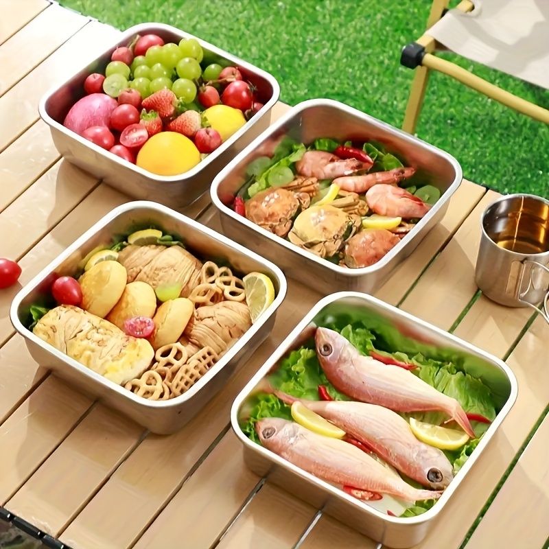 Stainless Steel Food Storage Containers – Blue Lids, Airtight