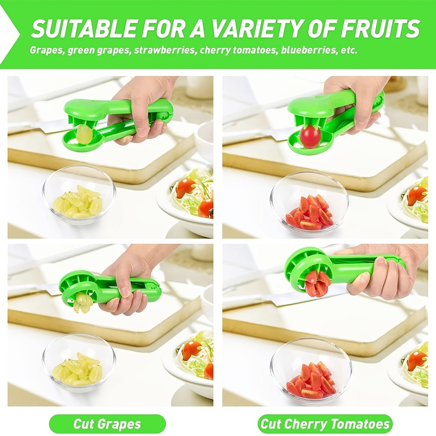 Multifunctional Fruit & Vegetable Cutter – No Blade, Green