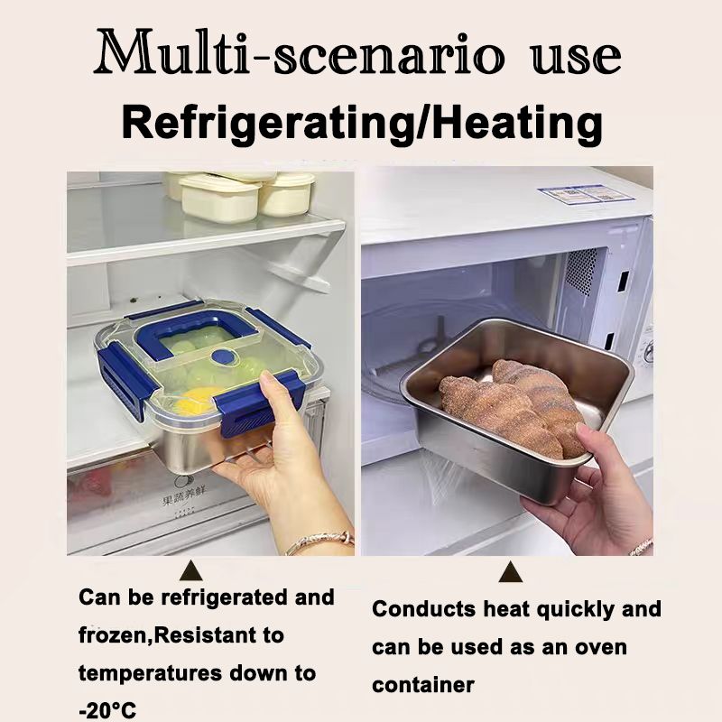 Stainless Steel Food Storage Containers – Blue Lids, Airtight