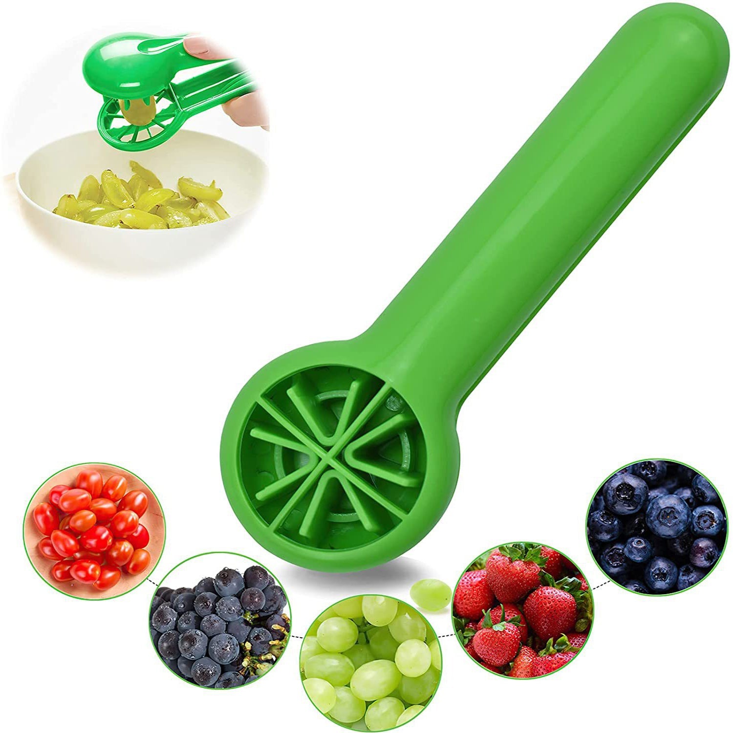 Multifunctional Fruit & Vegetable Cutter – No Blade, Green