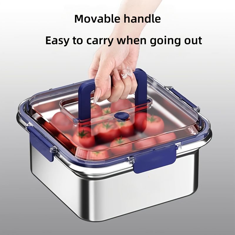 Stainless Steel Food Storage Containers – Blue Lids, Airtight