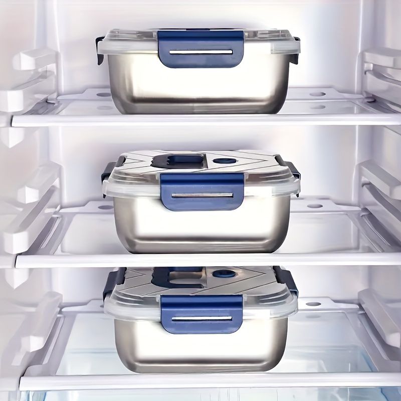 Stainless Steel Food Storage Containers – Blue Lids, Airtight