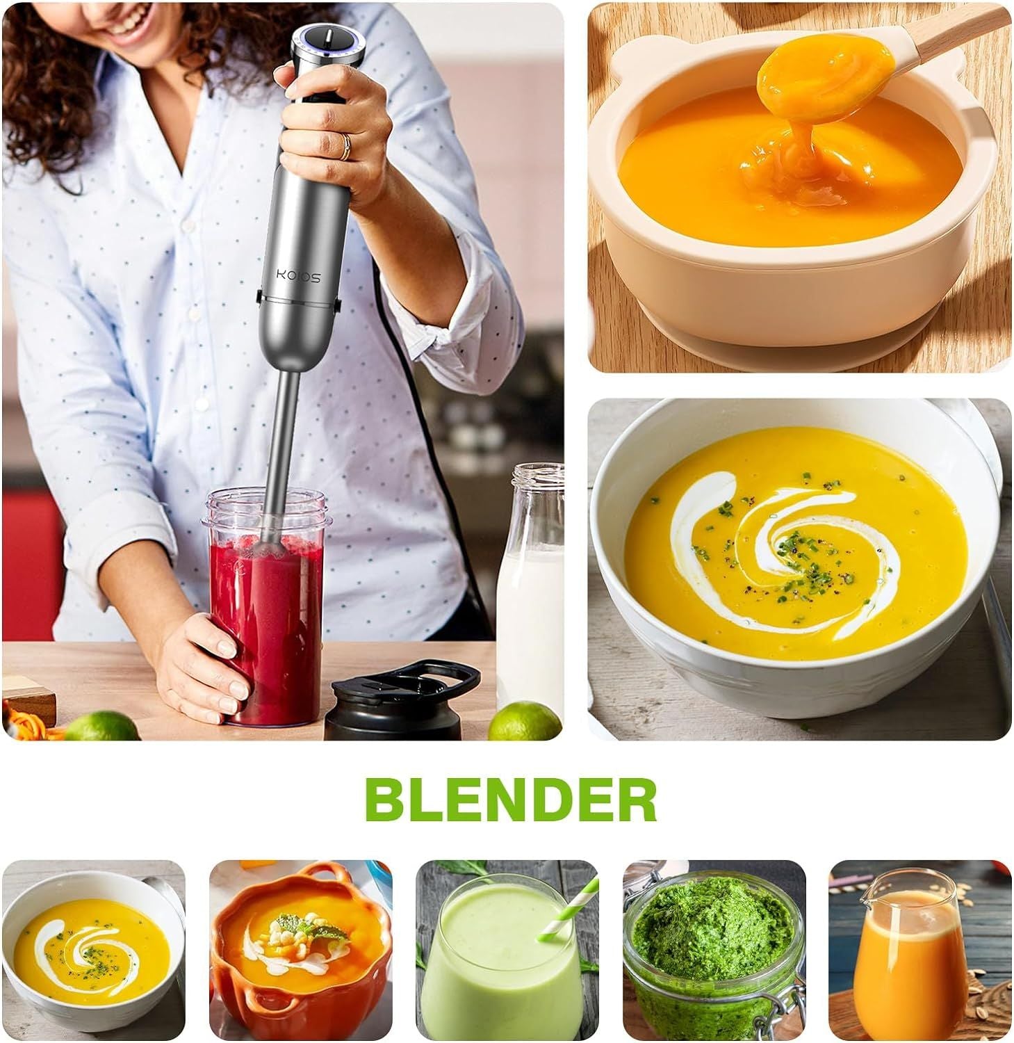 5-in-1 Hand Blender – Stainless Steel, 12-Speed Turbo