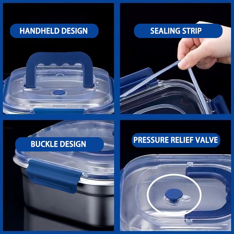 Stainless Steel Food Storage Containers – Blue Lids, Airtight