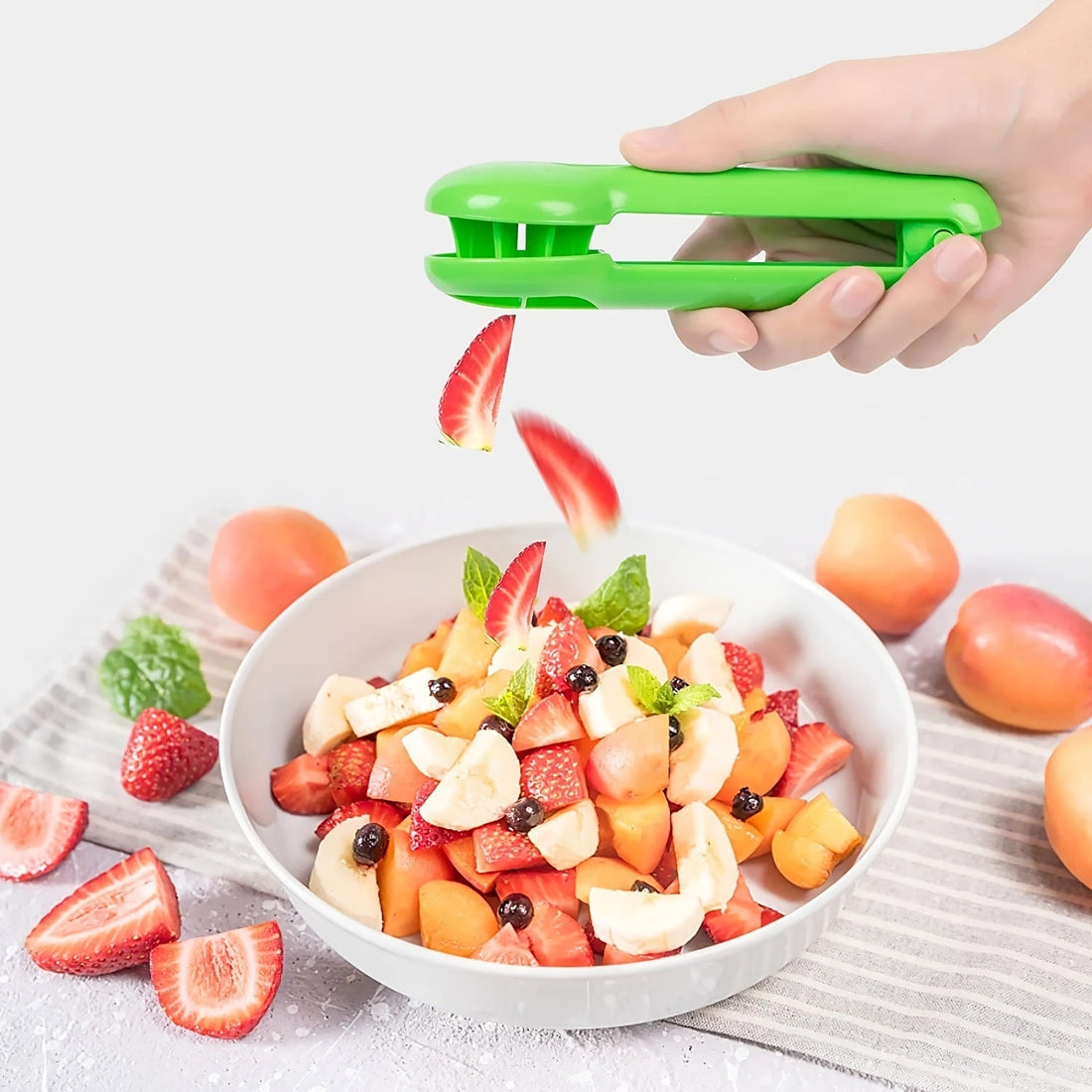 Multifunctional Fruit & Vegetable Cutter – No Blade, Green