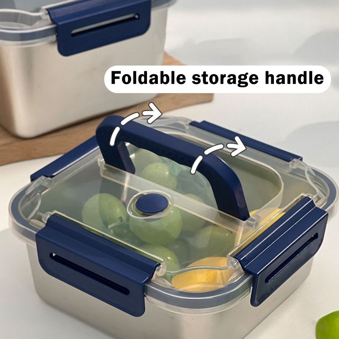 Stainless Steel Food Storage Containers – Blue Lids, Airtight