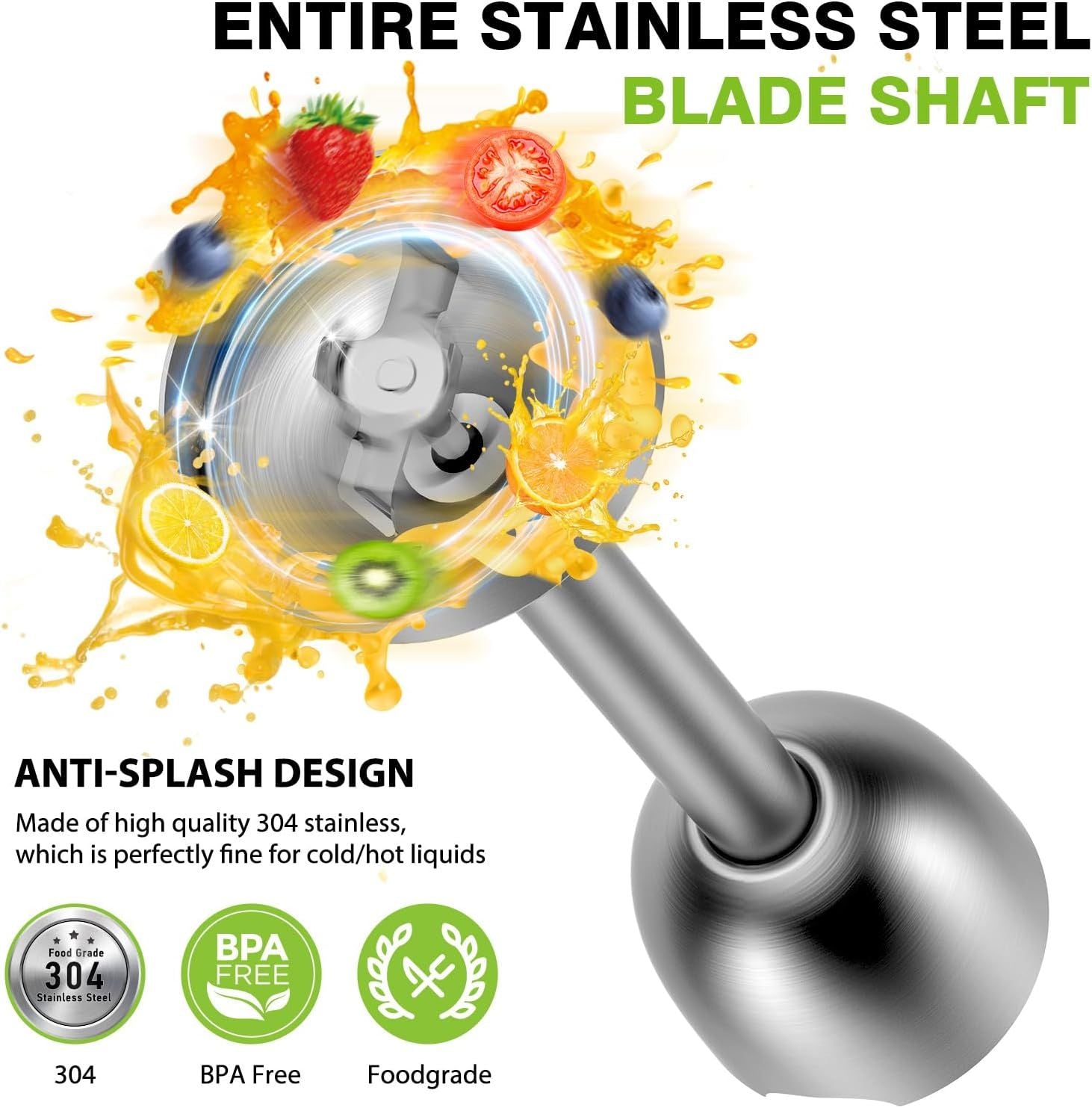 5-in-1 Hand Blender – Stainless Steel, 12-Speed Turbo