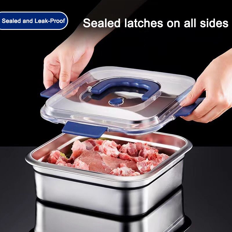 Stainless Steel Food Storage Containers – Blue Lids, Airtight