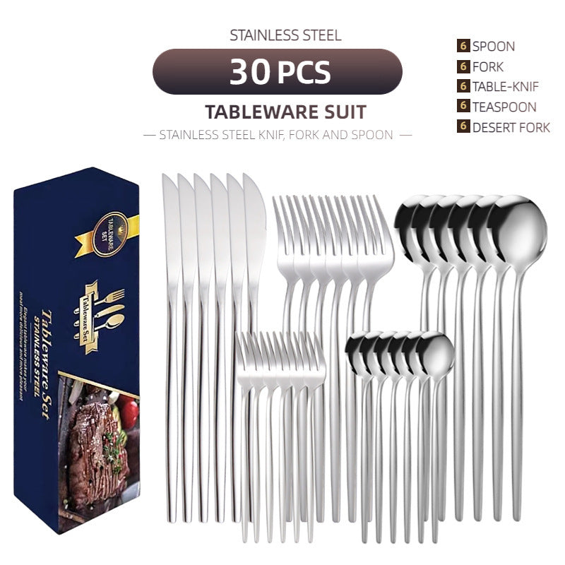 Stainless Steel Knife And Forks 30-piece Tableware Set Suit