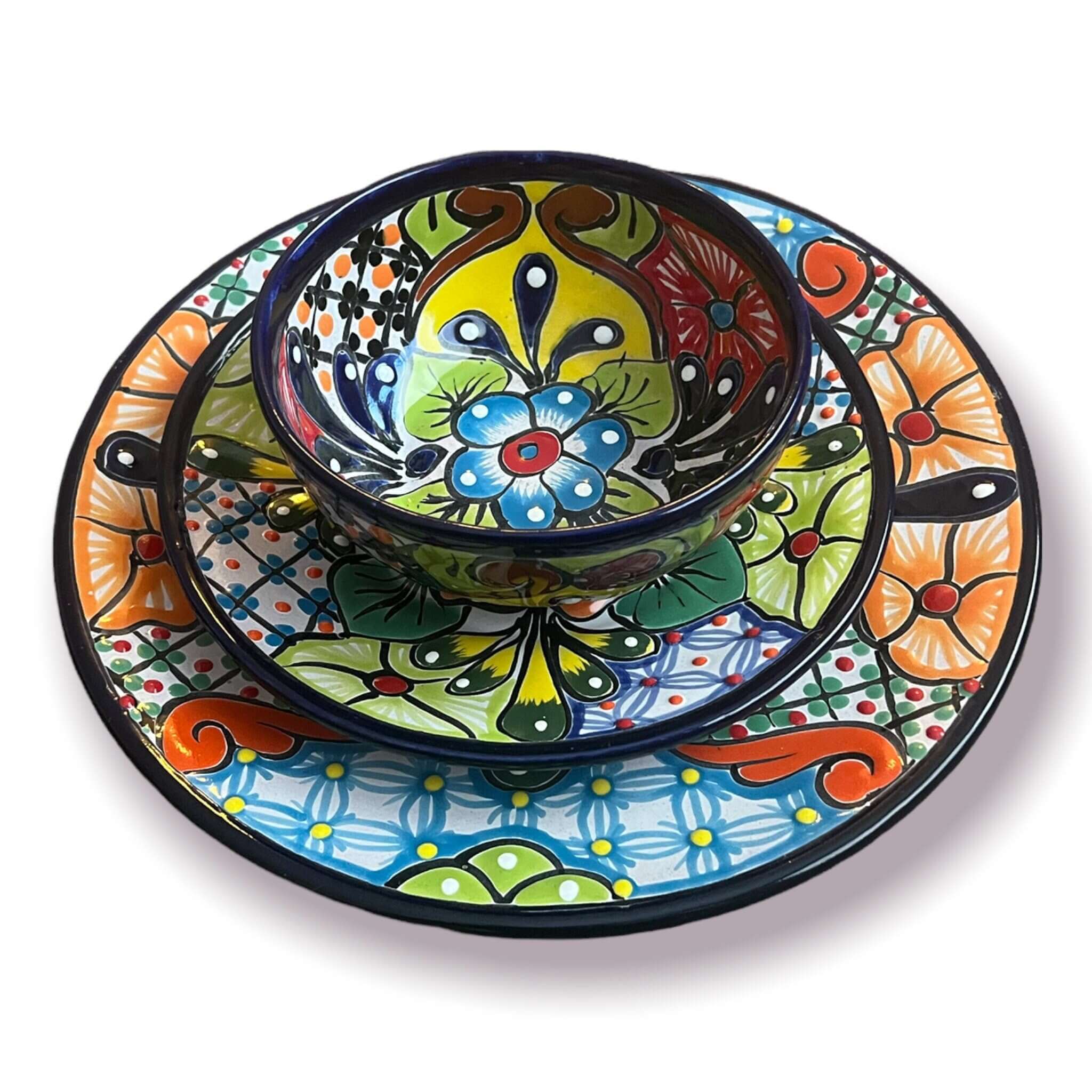 Talavera Dinnerware Set | 51-Piece Floral Tableware for 8