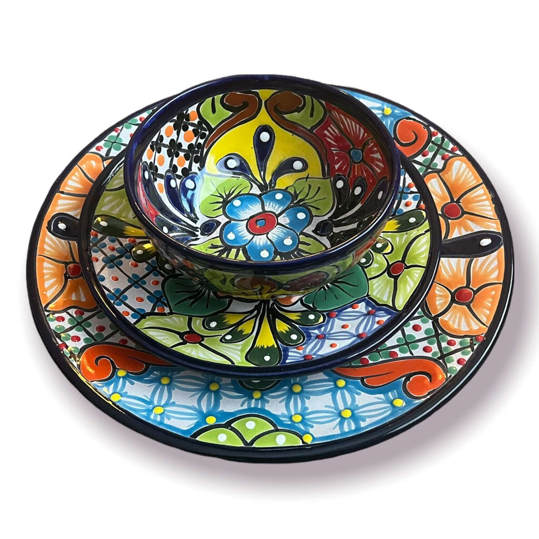 Talavera Dinnerware Set | 51-Piece Floral Tableware for 8