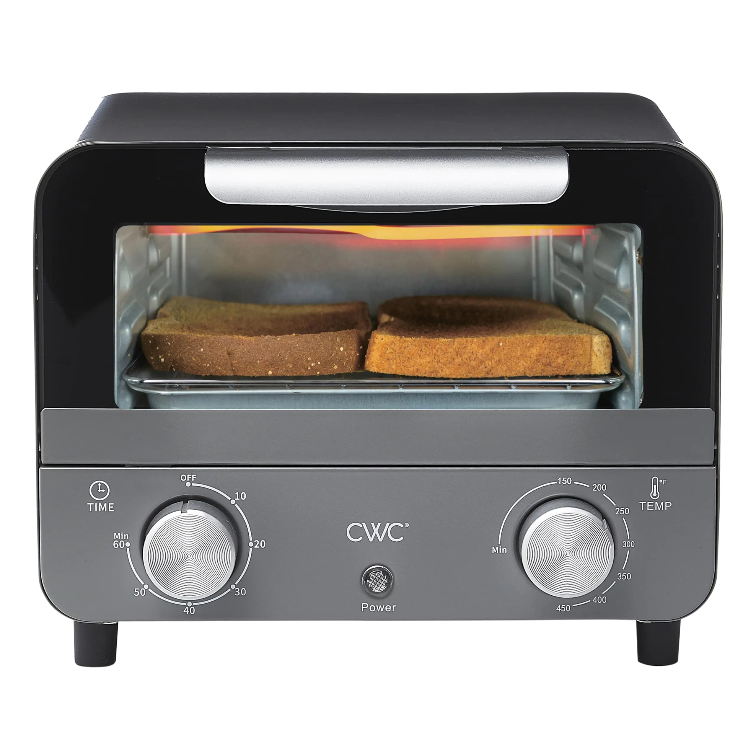 Mini Toaster Oven – 600W, Precision Timer, Grey